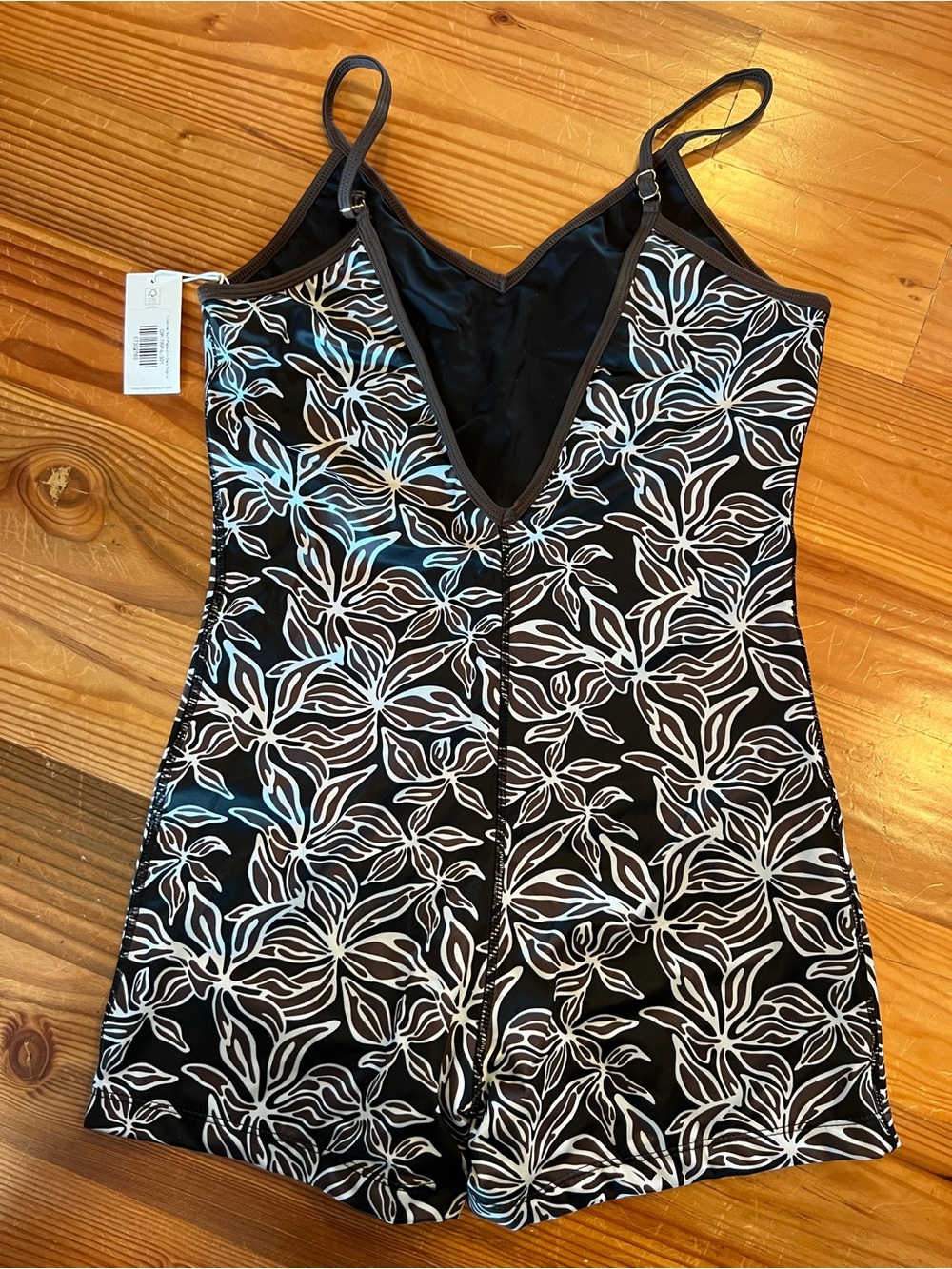 Noserider Surf Dark Tropics One-Piece Swimsuit - Black & Brown Print - Picture 3 of 3